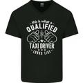 A Qualified Taxi Driver Looks Like Mens V-Neck Cotton T-Shirt Black