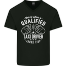 A Qualified Taxi Driver Looks Like Mens V-Neck Cotton T-Shirt Black