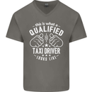 A Qualified Taxi Driver Looks Like Mens V-Neck Cotton T-Shirt Charcoal