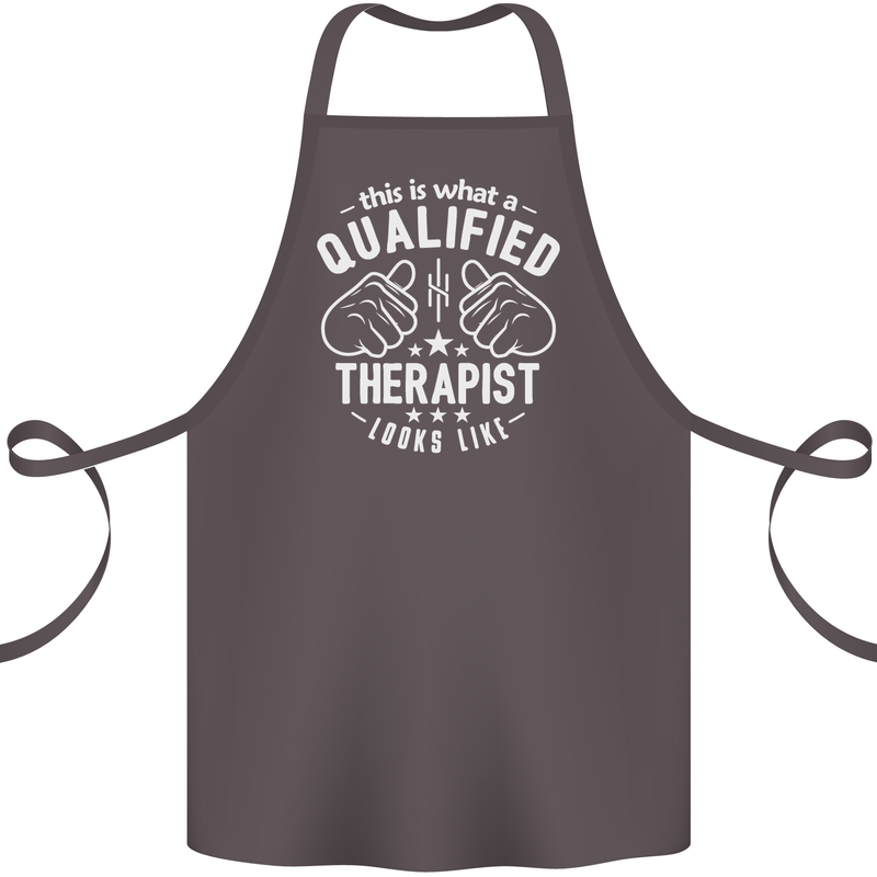 A Qualified Therapist Looks Like Cotton Apron 100% Organic Dark Grey