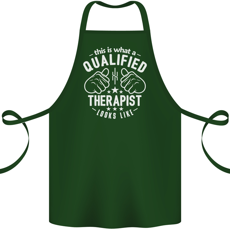 A Qualified Therapist Looks Like Cotton Apron 100% Organic Forest Green