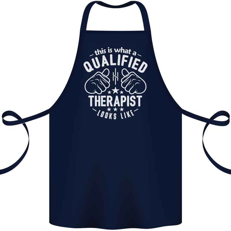 A Qualified Therapist Looks Like Cotton Apron 100% Organic Navy Blue