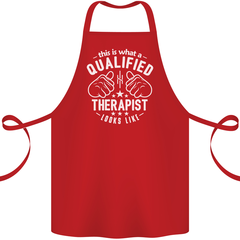 A Qualified Therapist Looks Like Cotton Apron 100% Organic Red