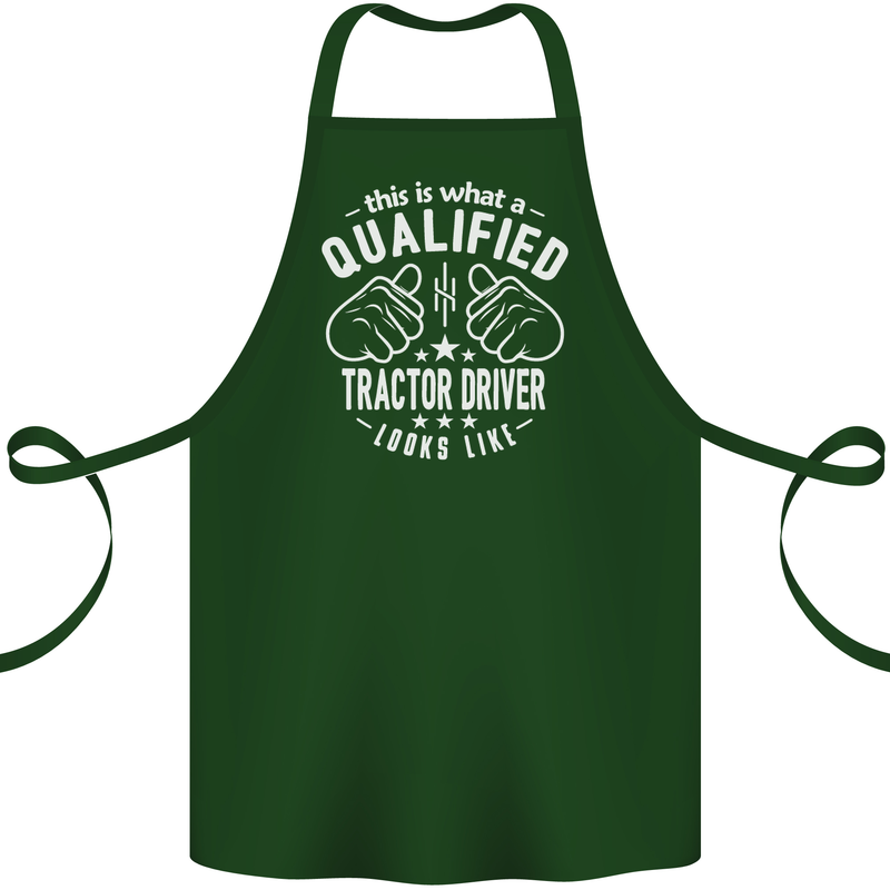 A Qualified Tractor Driver Looks Like Cotton Apron 100% Organic Forest Green