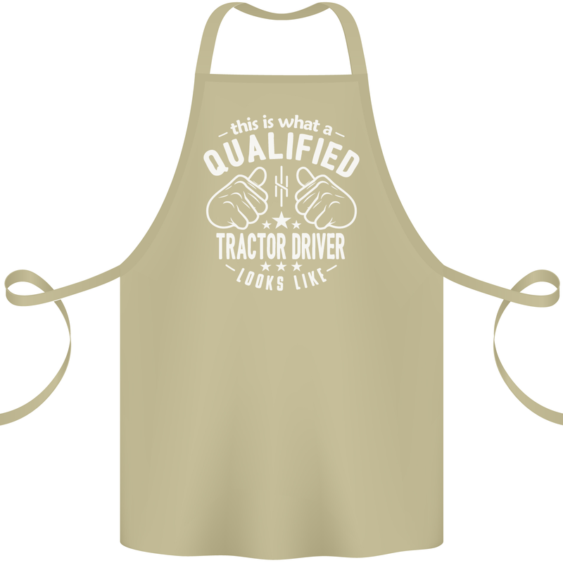 A Qualified Tractor Driver Looks Like Cotton Apron 100% Organic Khaki