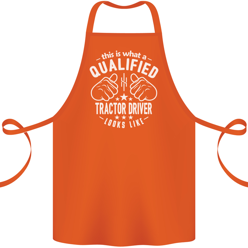 A Qualified Tractor Driver Looks Like Cotton Apron 100% Organic Orange