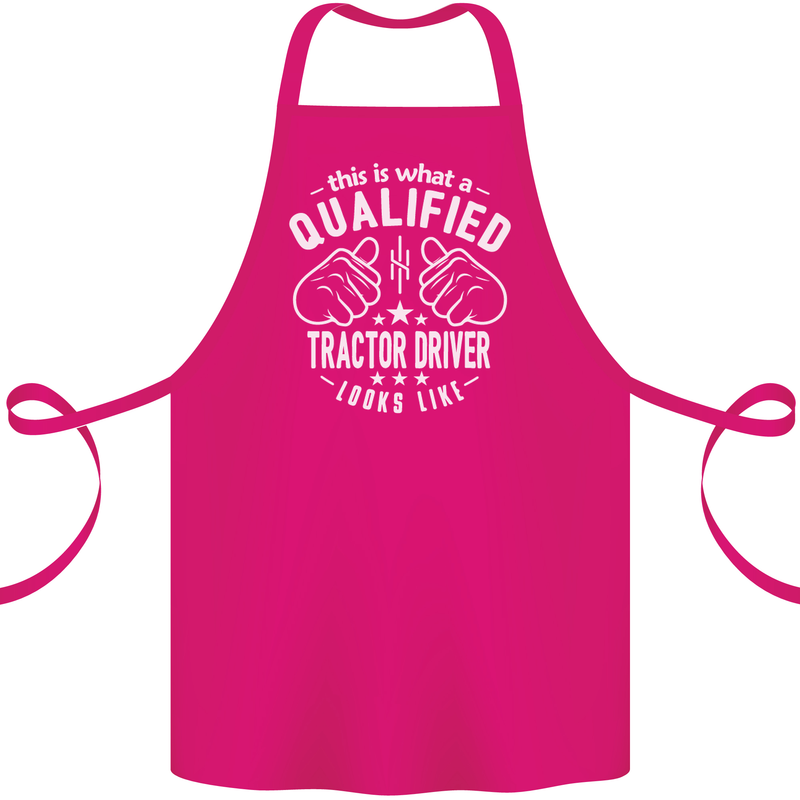 A Qualified Tractor Driver Looks Like Cotton Apron 100% Organic Pink