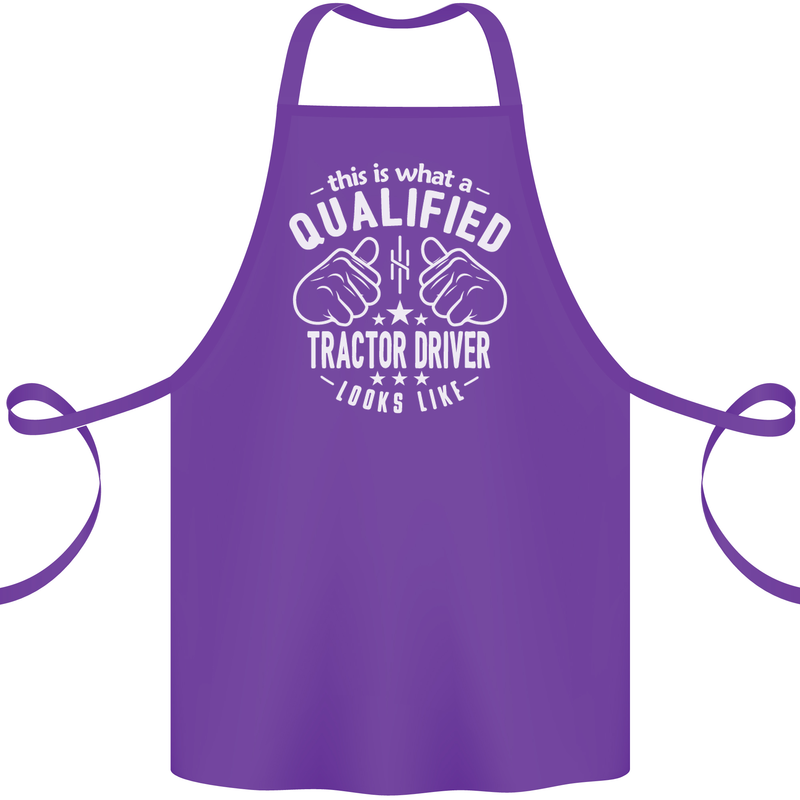 A Qualified Tractor Driver Looks Like Cotton Apron 100% Organic Purple