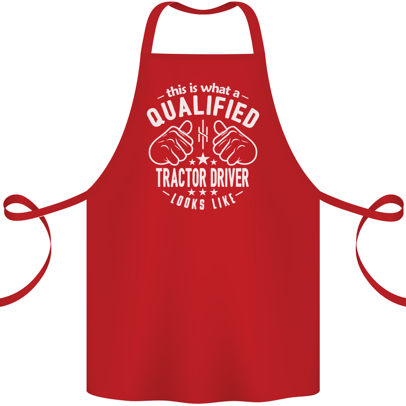 A Qualified Tractor Driver Looks Like Cotton Apron 100% Organic Red