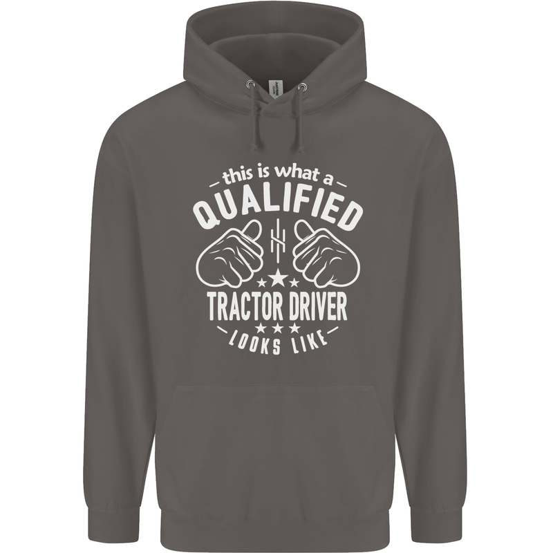 A Qualified Tractor Driver Looks Like Mens 80% Cotton Hoodie Charcoal