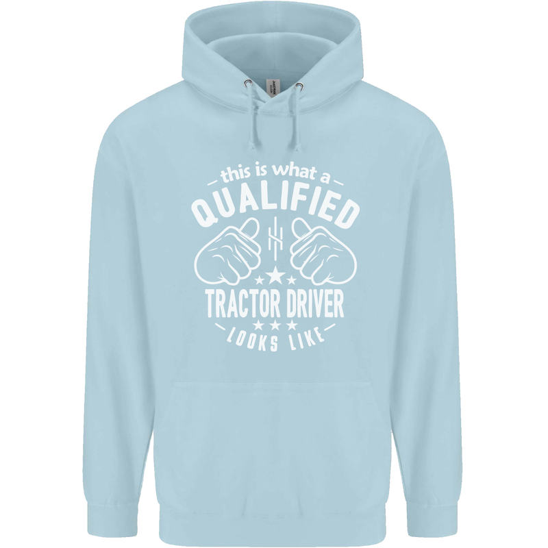 A Qualified Tractor Driver Looks Like Mens 80% Cotton Hoodie Light Blue