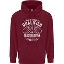 A Qualified Tractor Driver Looks Like Mens 80% Cotton Hoodie Maroon