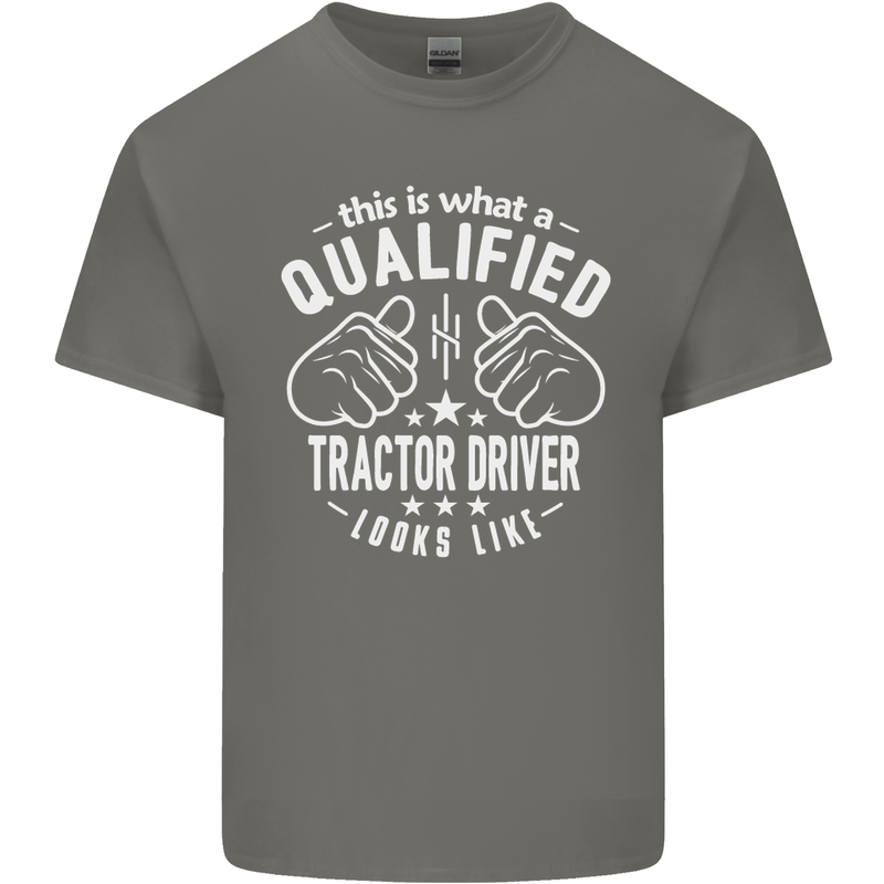 A Qualified Tractor Driver Looks Like Mens Cotton T-Shirt Tee Top Charcoal