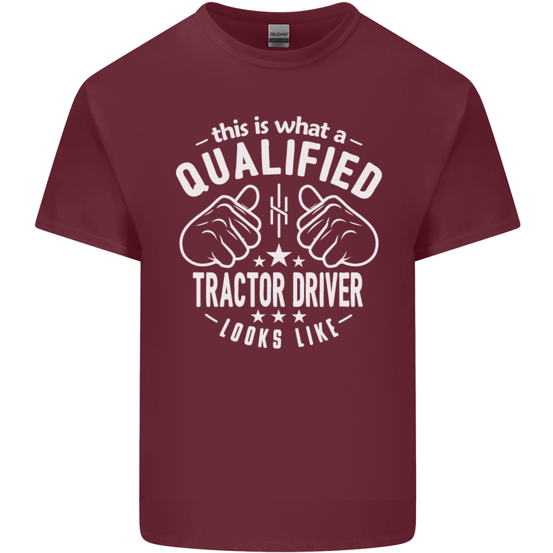 A Qualified Tractor Driver Looks Like Mens Cotton T-Shirt Tee Top Maroon