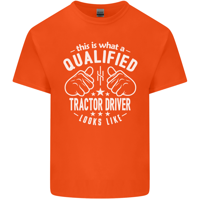 A Qualified Tractor Driver Looks Like Mens Cotton T-Shirt Tee Top Orange