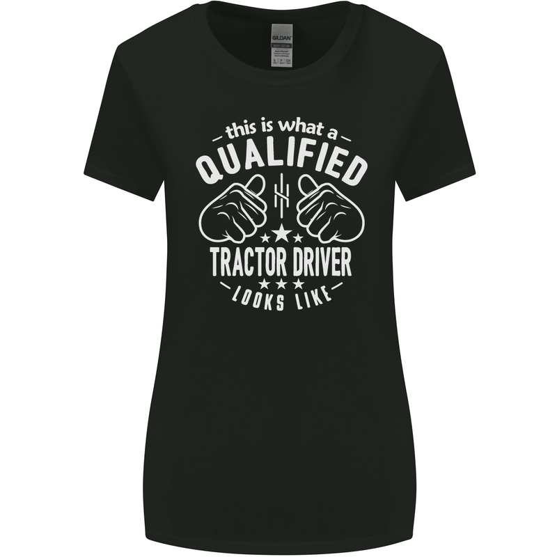 A Qualified Tractor Driver Looks Like Womens Wider Cut T-Shirt Black