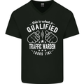A Qualified Traffic Warden Looks Like Mens V-Neck Cotton T-Shirt Black