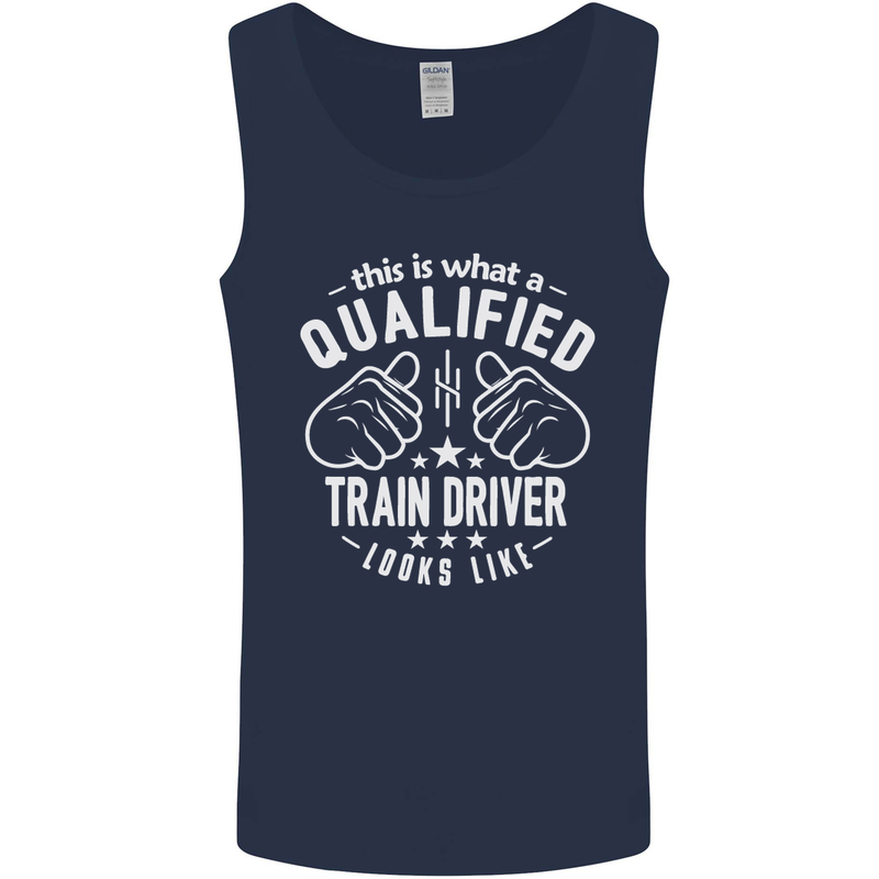 A Qualified Train Driver Looks Like Mens Vest Tank Top Navy Blue