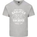 A Qualified Van Driver Looks Like Mens V-Neck Cotton T-Shirt Sports Grey