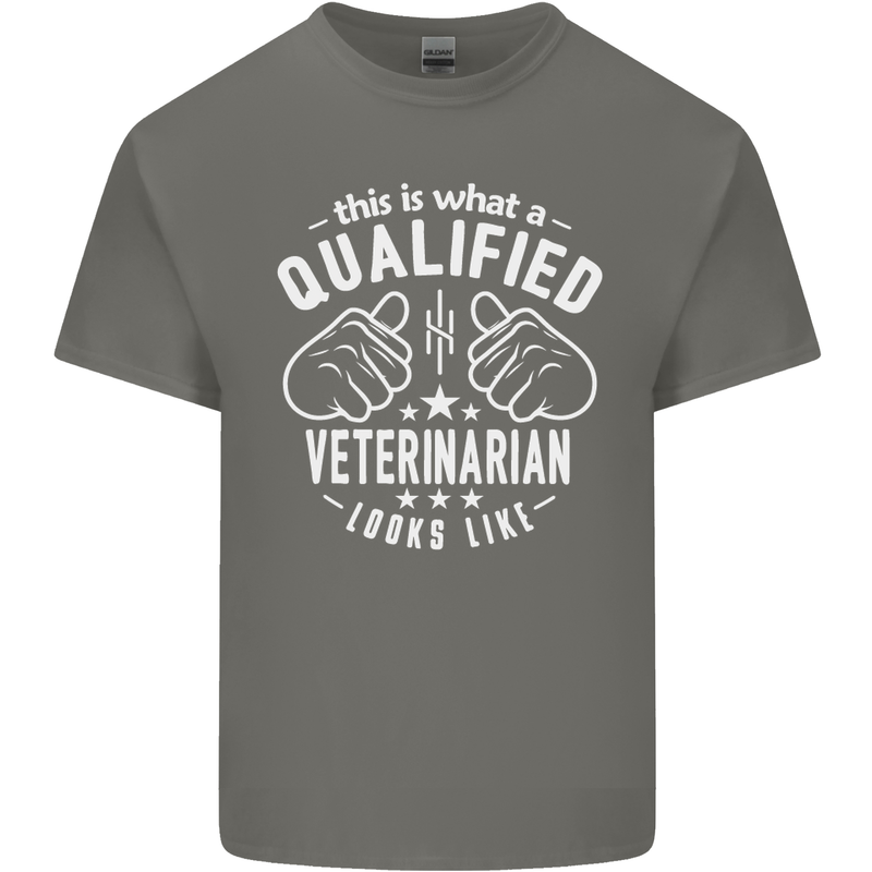 A Qualified Veternarian Looks Like Mens Cotton T-Shirt Tee Top Charcoal