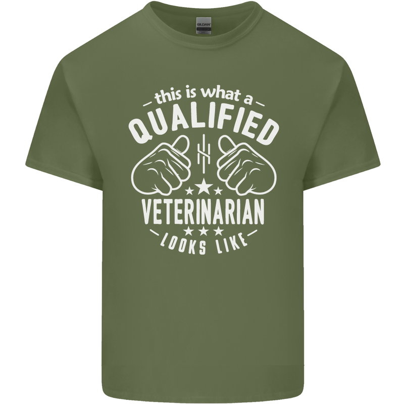A Qualified Veternarian Looks Like Mens Cotton T-Shirt Tee Top Military Green