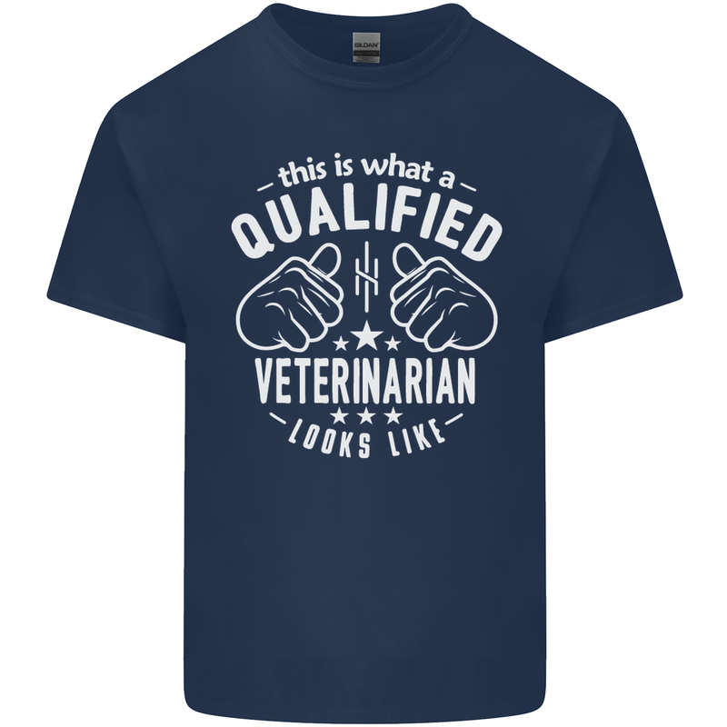 A Qualified Veternarian Looks Like Mens Cotton T-Shirt Tee Top Navy Blue