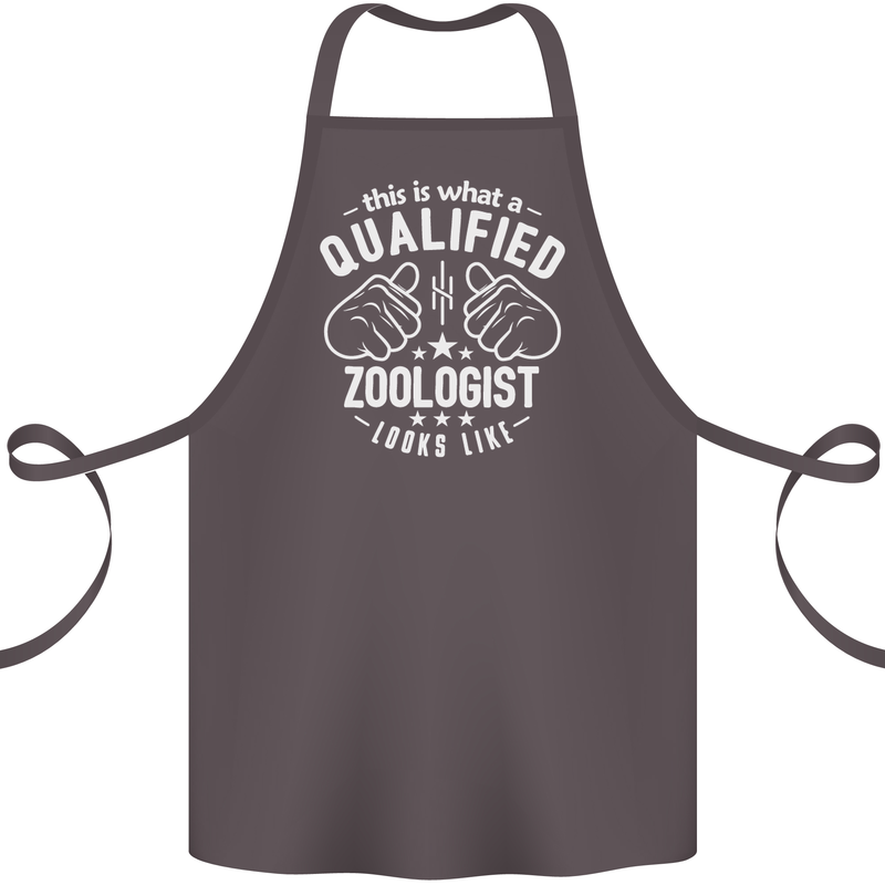 A Qualified Zoologist Looks Like Cotton Apron 100% Organic Dark Grey