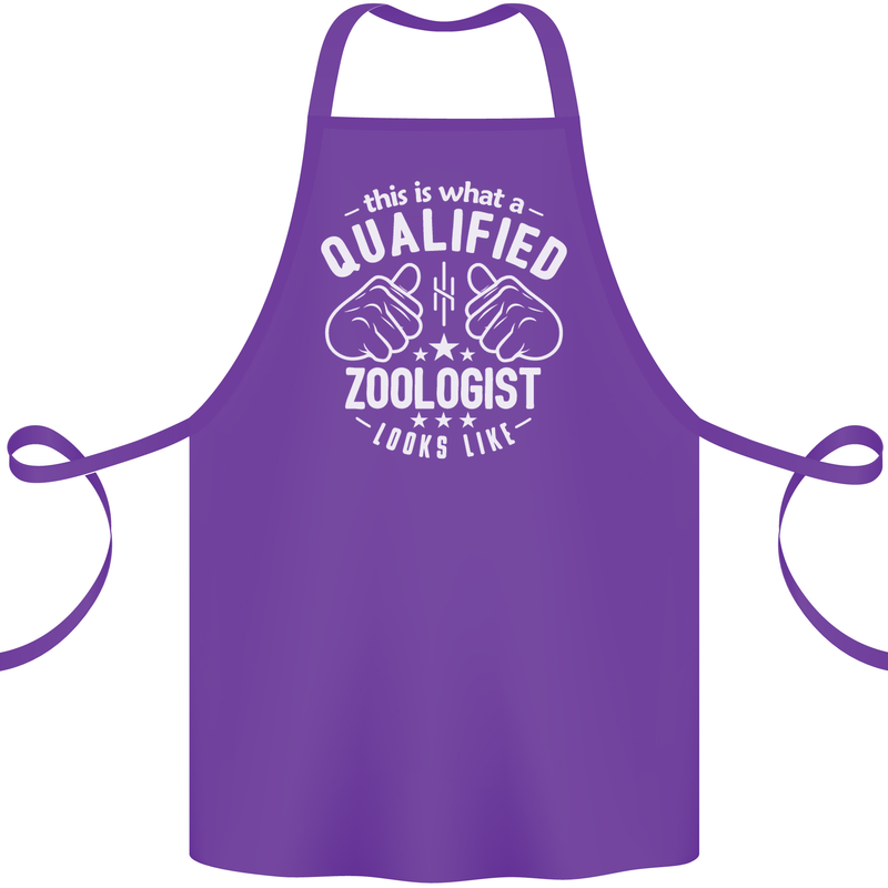 A Qualified Zoologist Looks Like Cotton Apron 100% Organic Purple