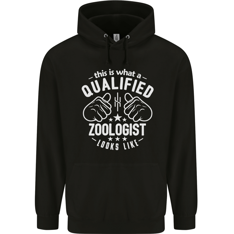 A Qualified Zoologist Looks Like Mens 80% Cotton Hoodie Black