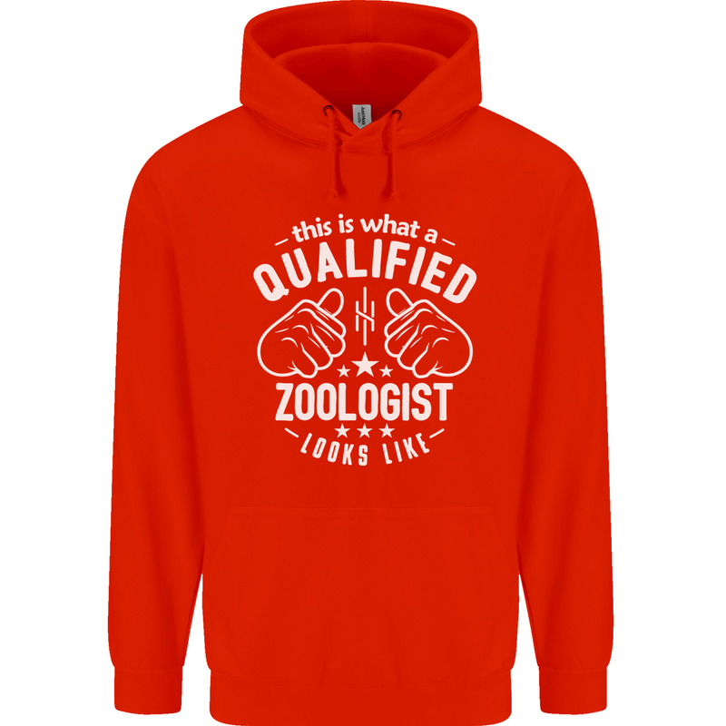 A Qualified Zoologist Looks Like Mens 80% Cotton Hoodie Bright Red