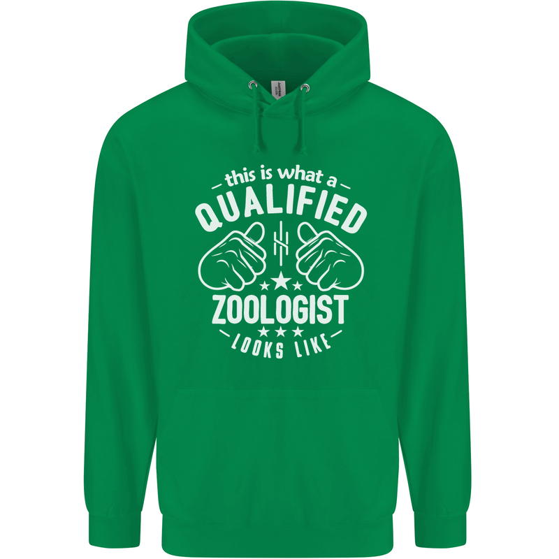 A Qualified Zoologist Looks Like Mens 80% Cotton Hoodie Irish Green