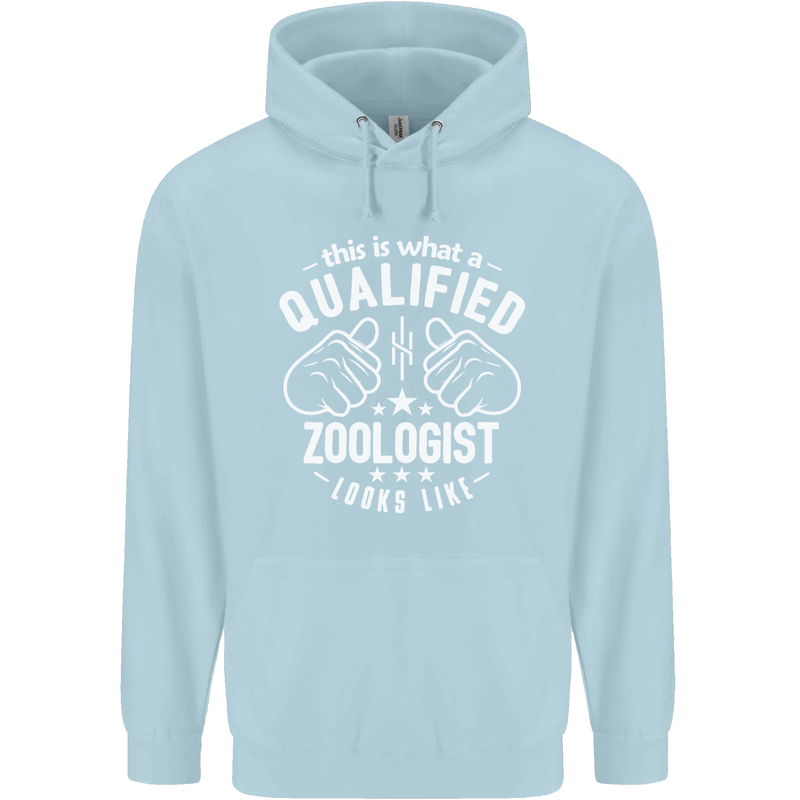 A Qualified Zoologist Looks Like Mens 80% Cotton Hoodie Light Blue