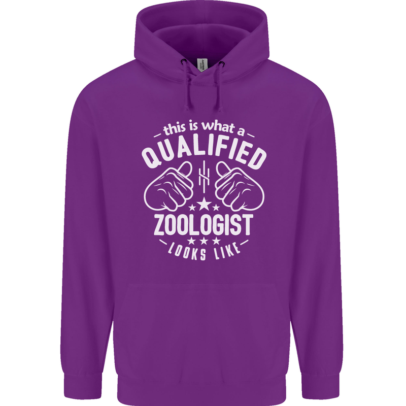 A Qualified Zoologist Looks Like Mens 80% Cotton Hoodie Purple