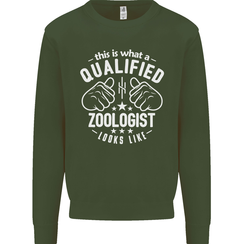 A Qualified Zoologist Looks Like Mens Sweatshirt Jumper Forest Green