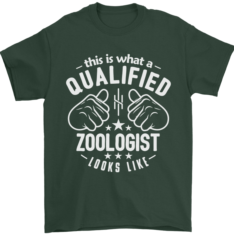A Qualified Zoologist Looks Like Mens T-Shirt Cotton Gildan Forest Green