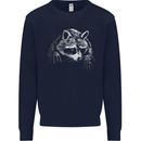 A Raccoon with an Eyepatch Kids Sweatshirt Jumper Navy Blue