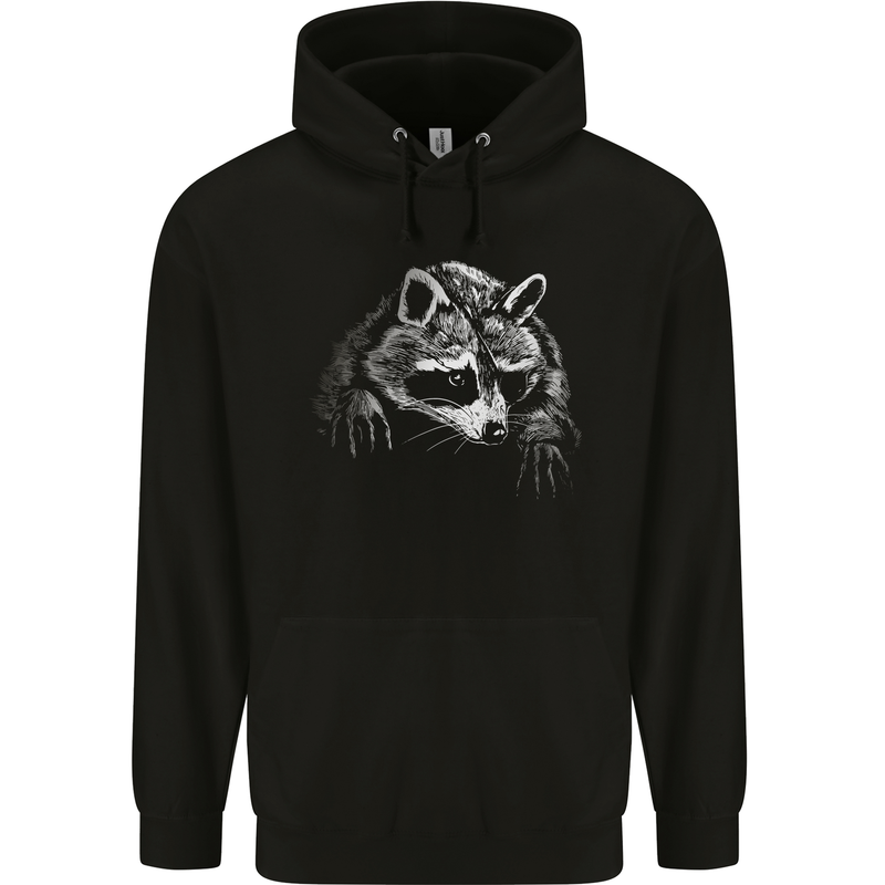 A Raccoon with an Eyepatch Mens 80% Cotton Hoodie Black
