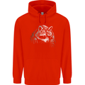 A Raccoon with an Eyepatch Mens 80% Cotton Hoodie Bright Red