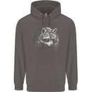 A Raccoon with an Eyepatch Mens 80% Cotton Hoodie Charcoal