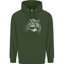A Raccoon with an Eyepatch Mens 80% Cotton Hoodie Forest Green