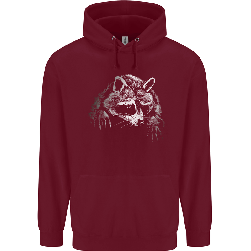 A Raccoon with an Eyepatch Mens 80% Cotton Hoodie Maroon