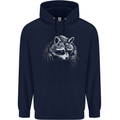A Raccoon with an Eyepatch Mens 80% Cotton Hoodie Navy Blue