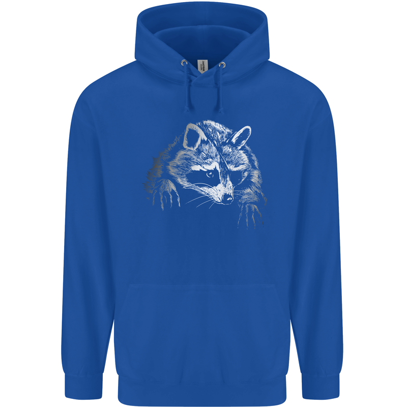 A Raccoon with an Eyepatch Mens 80% Cotton Hoodie Royal Blue