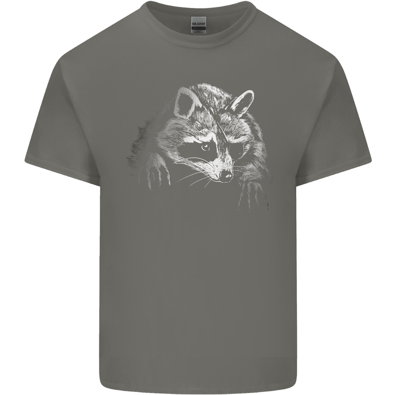 A Raccoon with an Eyepatch Mens Cotton T-Shirt Tee Top Charcoal