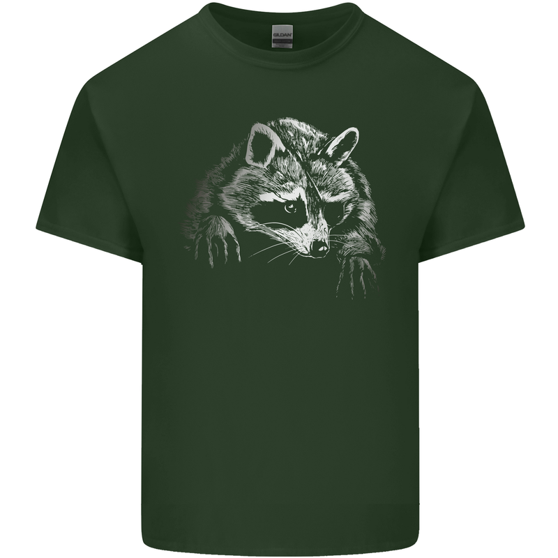 A Raccoon with an Eyepatch Mens Cotton T-Shirt Tee Top Forest Green