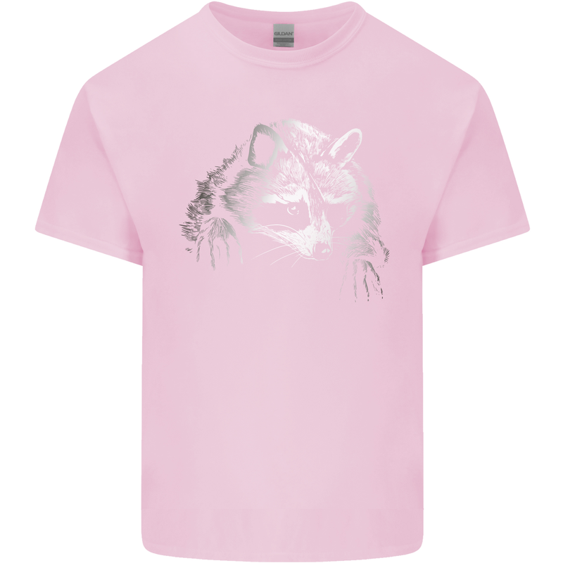A Raccoon with an Eyepatch Mens Cotton T-Shirt Tee Top Light Pink