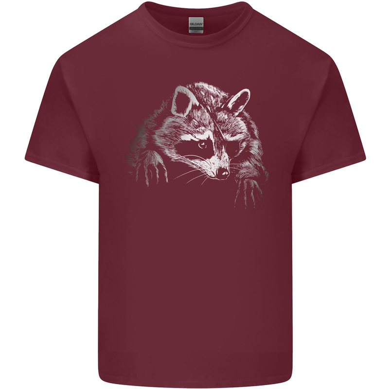 A Raccoon with an Eyepatch Mens Cotton T-Shirt Tee Top Maroon