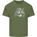 A Raccoon with an Eyepatch Mens Cotton T-Shirt Tee Top Military Green