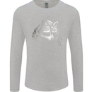 A Raccoon with an Eyepatch Mens Long Sleeve T-Shirt Sports Grey