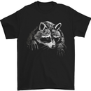 A Raccoon with an Eyepatch Mens T-Shirt Cotton Gildan Black